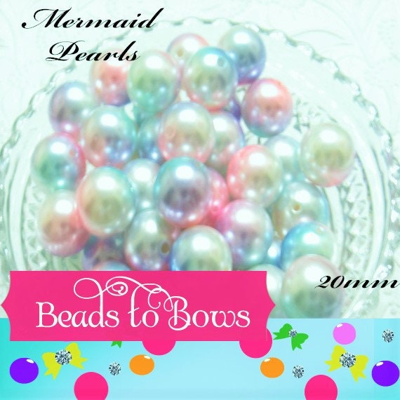 NEW 20mm Mermaid Pearls, Bubblegum Pearls, Ombre Pearl Beads, Gumball Beads, Magic Pearls, Supply Bead, Chunky Gumball Pearl bead