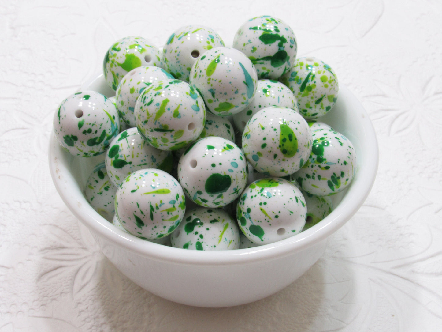New 20mm Splatter Beads, Green, Blue, Lime Bubblegum Beads, Splatter Beads, Bubblegum Necklace Beads,