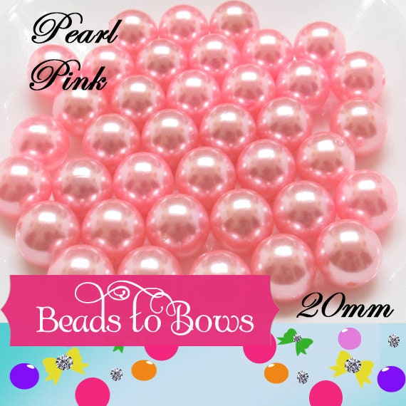 20mm Pearl Pink Pearls, Bubblegum Pearls, Pink Gumball Pearls, Round Acrylic Pearls, Chunky Necklace Bead Supply,