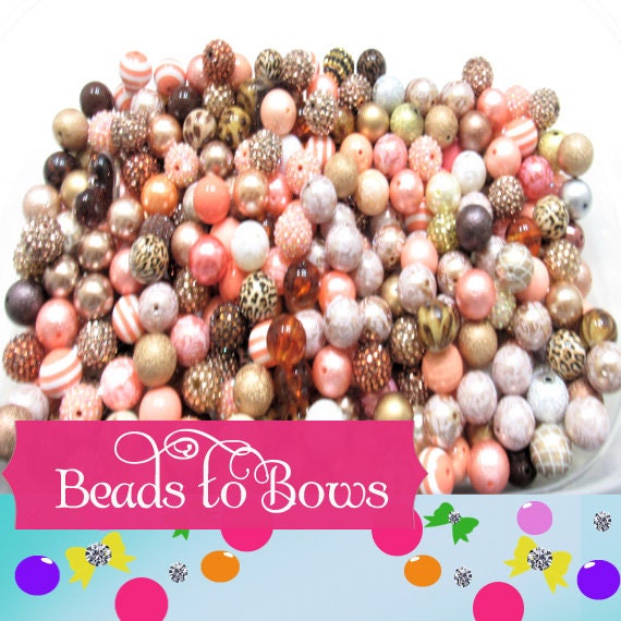 12 or 24Ct. 20mm Peach & Cream Bubblegum Mix, Bubblegum Beads, Beadable Pen Mix, Acrylic Beads, Bubblegum Beads, Round Bead
