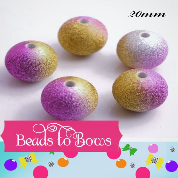 20mm Lavender & Gold Stardust Beads, 20mm Ombre Stardust Bubblegum Beads, Mermaid Bubblegum Bead, Chunky Stardust Bead