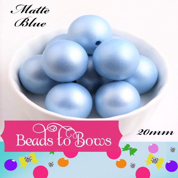 20mm Matte Blue Pearls, Bubblegum Beads, Chunky Gumball Beads, Matte Pearls, Acrylic Beads, Chunky Pearl Beads