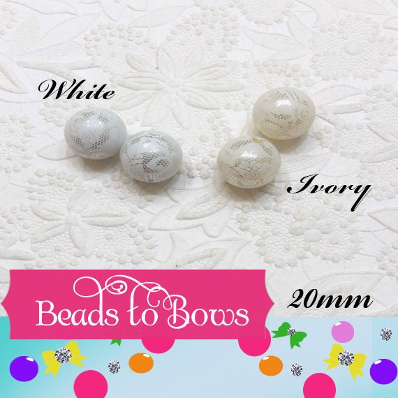 NEW 20mm Printed Ivory Pearls With White Lace Bubblegum Pearls, Chunky Gumball Beads, Bubblegum Bead, Chunky Printed Pearl Beads