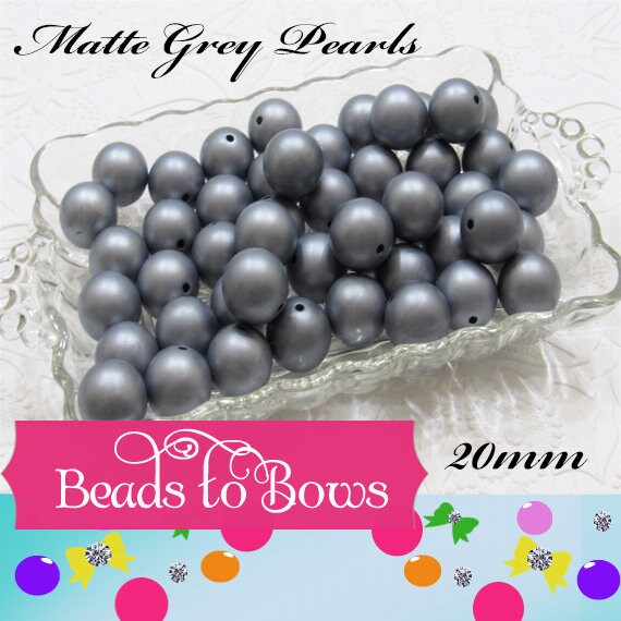 20mm Matte Grey Bubblegum Pearl Beads, Gumball Beads, Pearl Beads, Bubblegum Pearls, Beading Supply, Jewelry Supply
