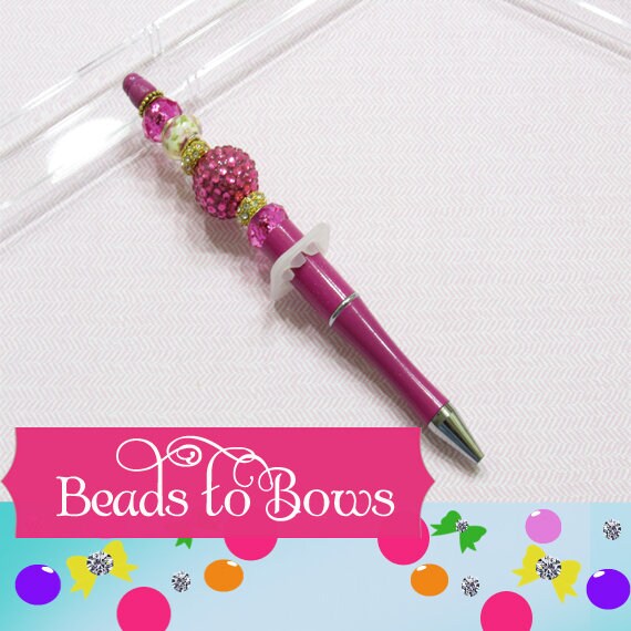 3 for 5.00 DIY Rose Pink Shimmer Bubblegum Beadable Pen, Beadable Pen, DIY Plastic Beadable Pens, Black Ink