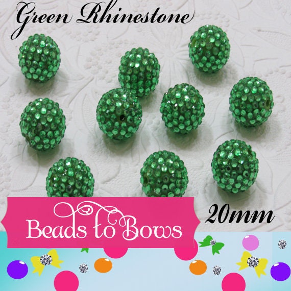20mm Green Rhinestone Bubblegum Beads, Chunky Bubblegum Rhinestone Bead, Chunky Beads, DIY Chunky Necklace Beads, Jewelry Supply