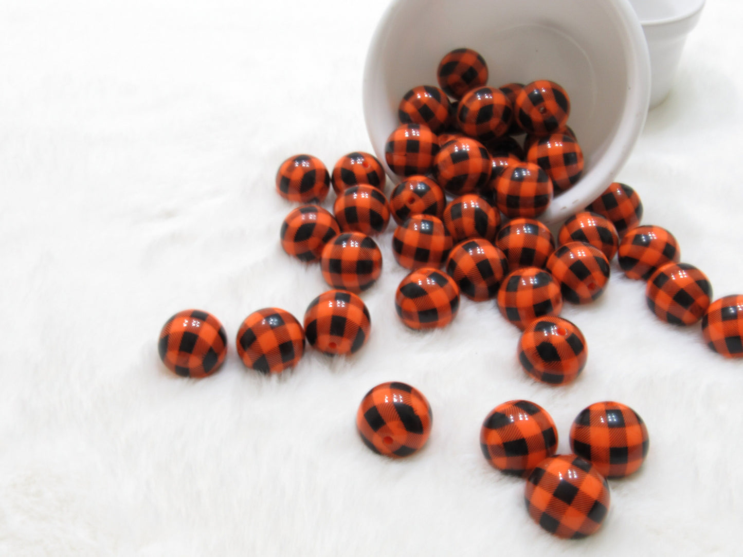 NEW 20mm Orange Buffalo Paid Bubblegum Beads, Chunky Beads, Bubblegum Print Beads, Chunky Necklace Supply Bead, Acrylic Bubblegum Bead,