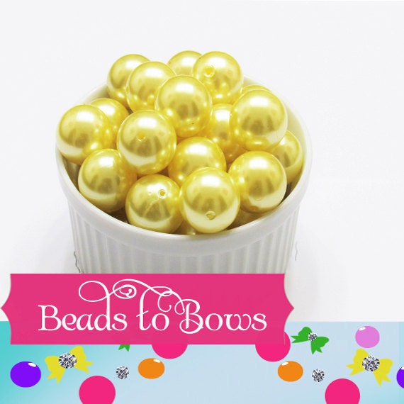 20mm Yellow Bubblegum Pearl Beads, Gumball Beads, Chunky Beads, Acrylic Beads, Bubblegum Pearl Beads, Chunky Necklace Supply Beads