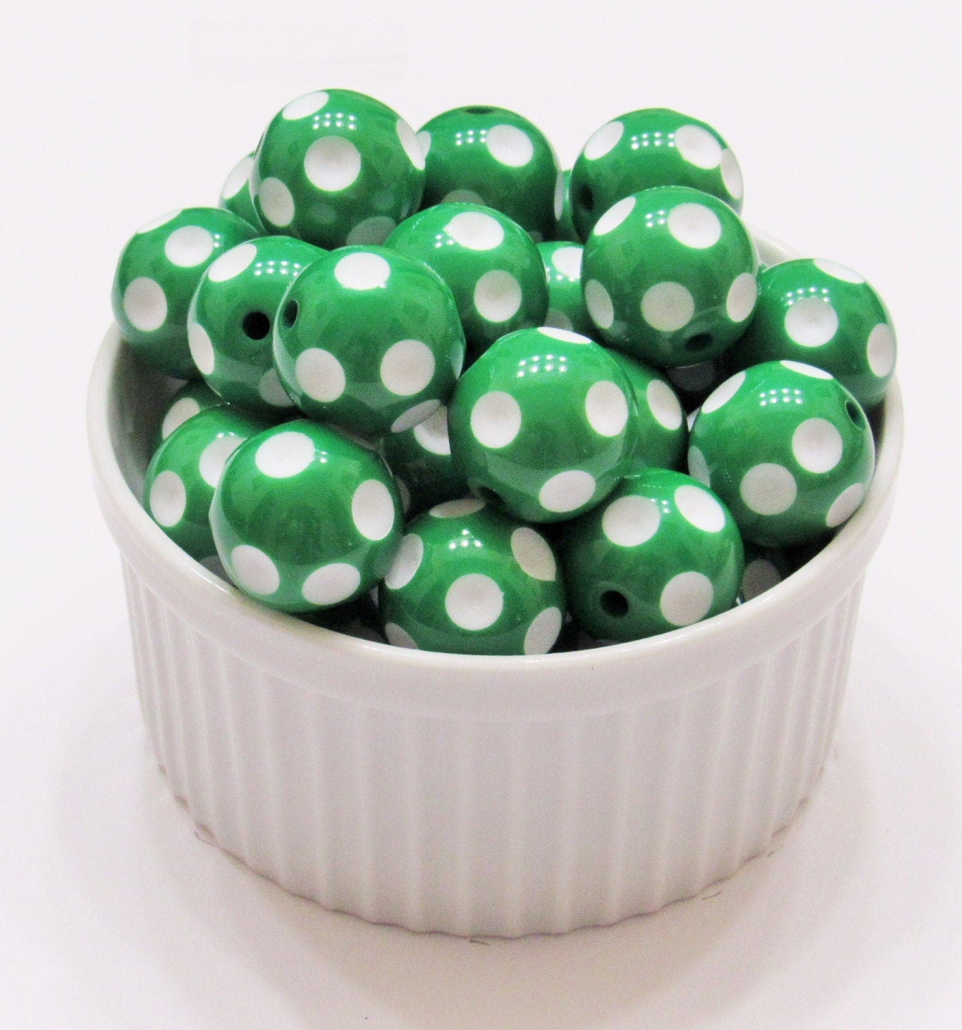 20mm Green Polka Dot Bubblegum Beads,  Chunky Bubblegum Beads, Acrylic Gum Ball Beads, Bubblegum Necklace Supply Bead,