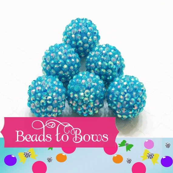 Sale 20mm Turquoise Rhinestone Beads, Bubblegum Beads, Rhinestone Gumball Beads, Chunky Rhinestone Beads, DIY Chunky Necklace Supply Bead