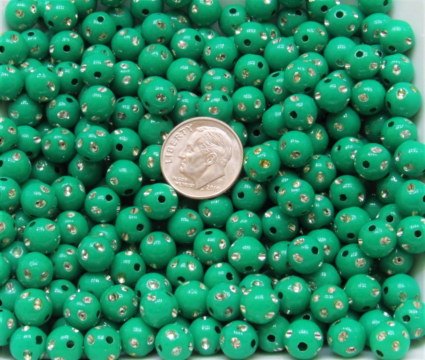 Green 8mm Bling Bubblegum Beads, Chunky Bubblegum Beads,  Acrylic Beads, Chunky Necklace Supply Beads, Chunky Gumball Beads
