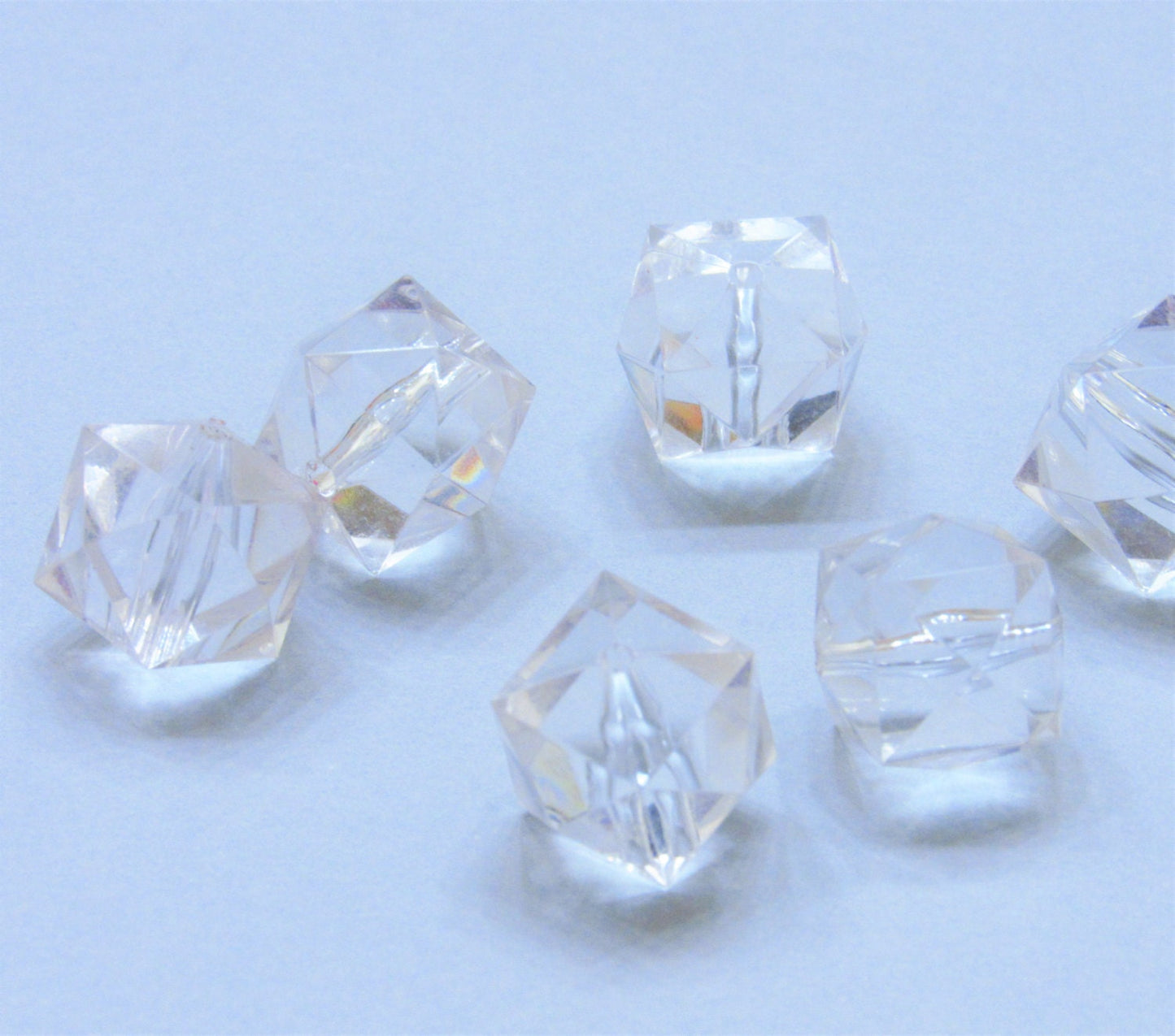 Qty 10 - 20 mm Clear Faceted Ice Cube Beads, Chunky Ice Cube Bead,Bubblegum Bead, Square Transparent Beads, Chunky Necklace Bead