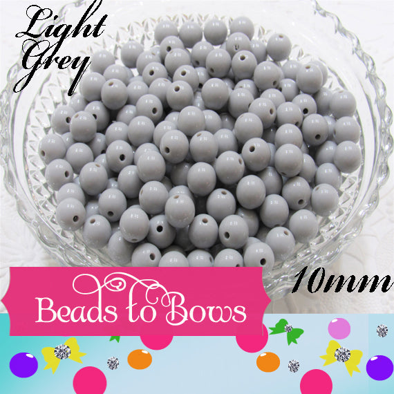 10mm Grey Bubblegum Beads, Chunky Bead, Acrylic Round Beads,