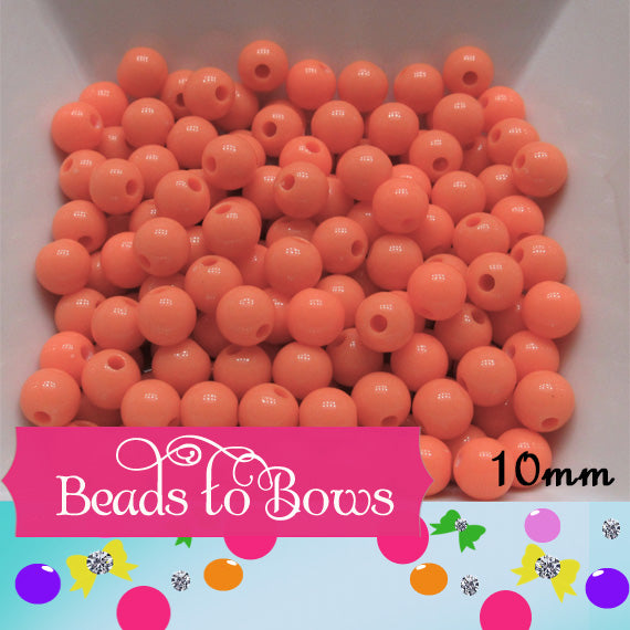 10mm Orange Bubblegum Beads, Chunky Bead, Acrylic Round Beads,