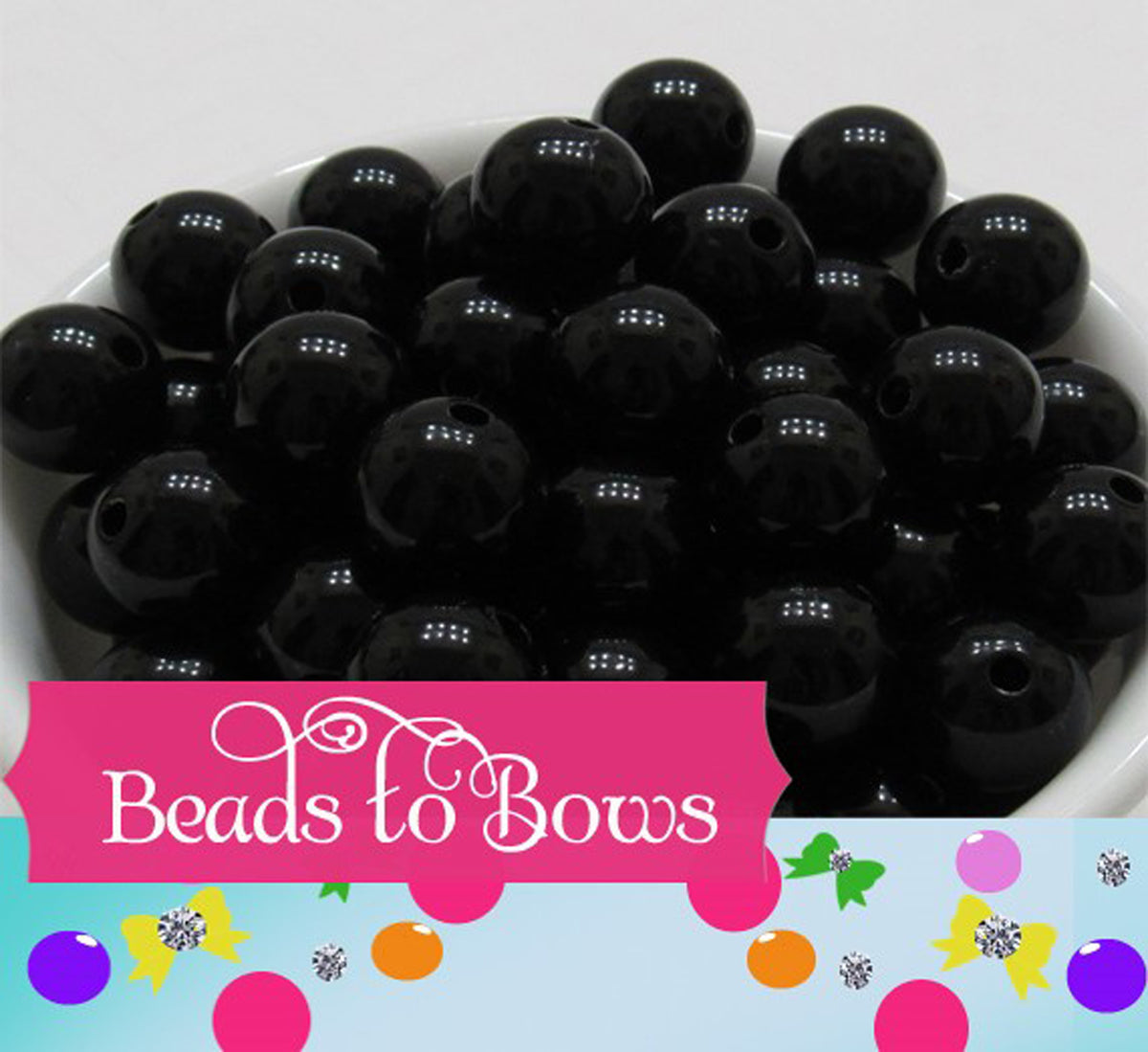 10mm black acrylic bubblegum beads