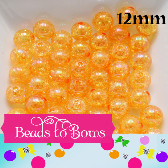 12mm Orange Crackle Acrylic Bubblegum Beads -50- Pack 3.99