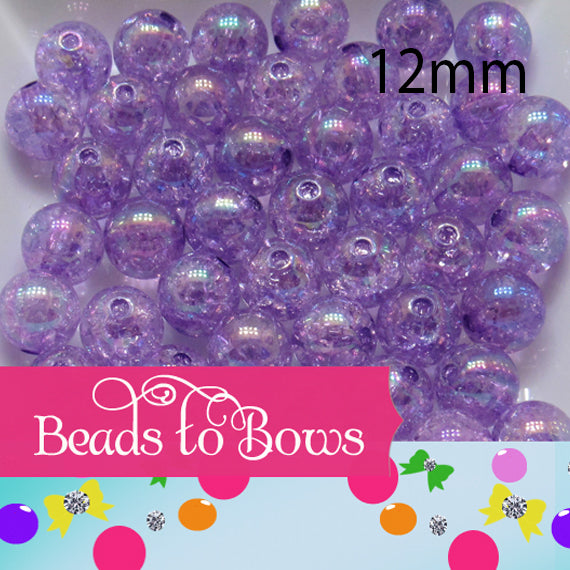 12mm Purple Crackle Acrylic Bubblegum Beads -50- Pack 3.99
