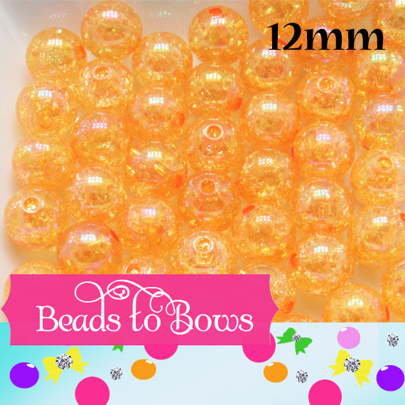 12mm Orange Crackle Acrylic Bubblegum Beads -50- Pack 3.99