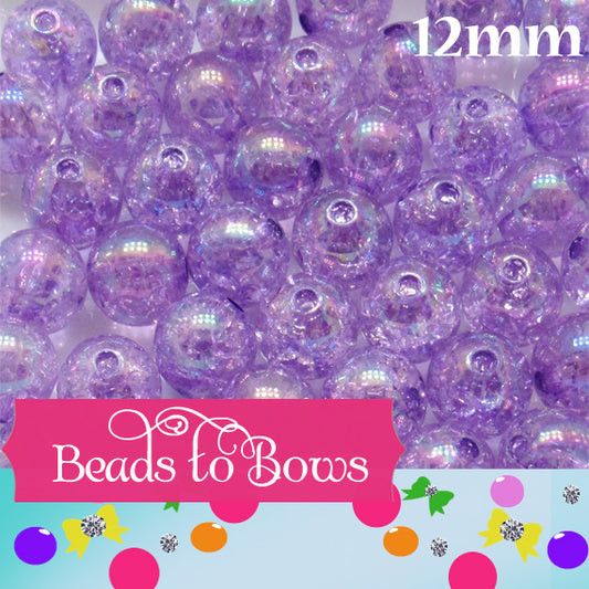 12mm Purple Crackle Acrylic Bubblegum Beads -50- Pack 3.99
