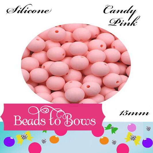 15mm Candy Pink Silicone Beads - Food Grade Round Beads for Keychains & Jewelry