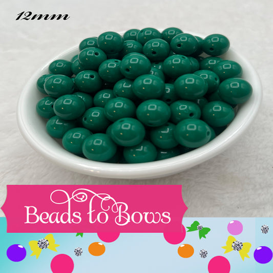 12mm Green Bubblegum Beads - 50 Pack Bold Green Beads 2.99