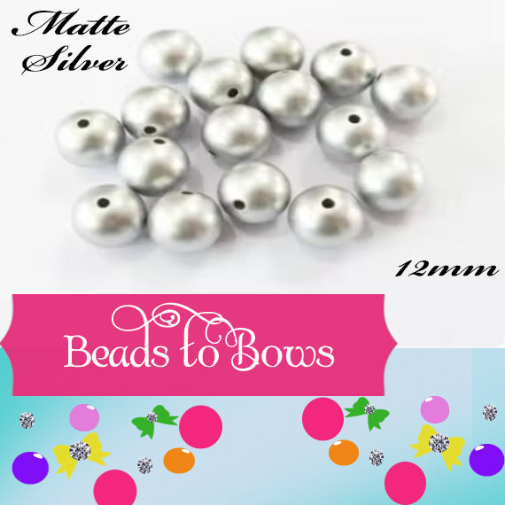 12mm Matte Silver Bubblegum Bead, Chunky 12mm Striped Beads