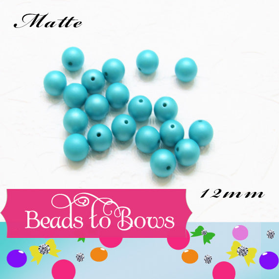 12mm Matte Turquoise Bubblegum Beads   50 Pack Vibrant Matte Finish Beads