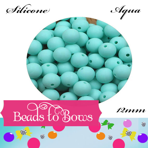 15mm Aqua Silicone Beads - Food Grade Round Beads for Keychains & Jewelry