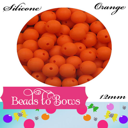 12mm Orange Silicone Beads - Food Grade Round Beads for Keychains & Jewelry