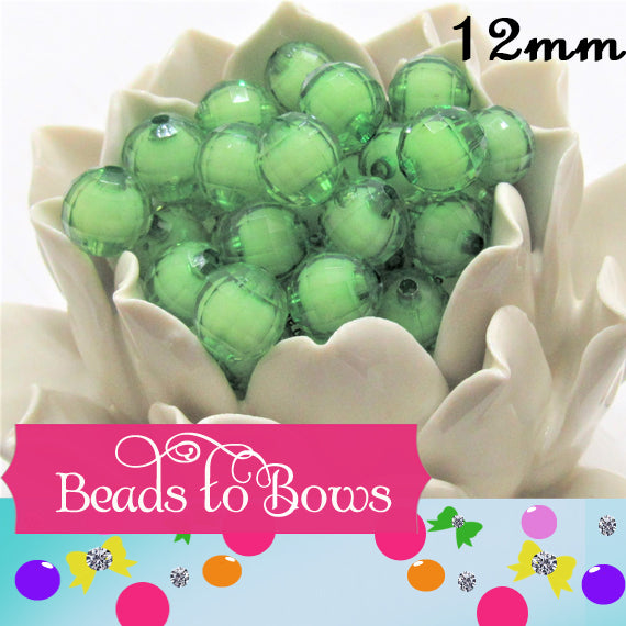 12mm Round Green Bead In A Bead - 50 Pack Unique Layered Bubblegum Beads