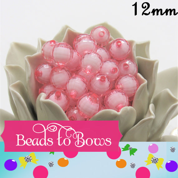 12mm Round Pink Bead In A Bead - 50 Pack 2.99 Unique Bead in a Bead Bubblegum Beads