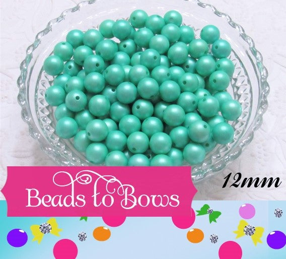 12mm Matte Mint Bubblegum Beads -  50 Pack Elegant Matte Finish Beads