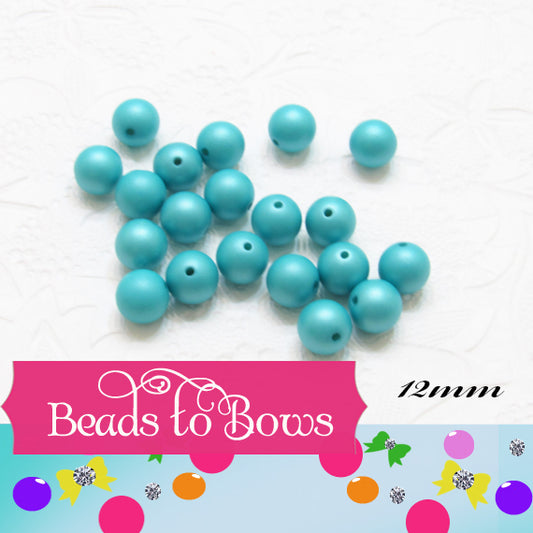 12mm Matte Turquoise Bubblegum Beads -  50 - Pack 2.99 Rich Matte Finish Beads