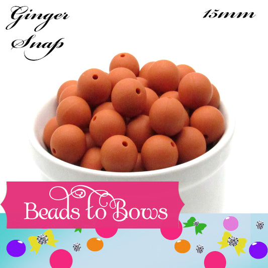 15mm Ginger Snap Silicone Beads - Food Grade Round Beads for Keychains Beadable pens