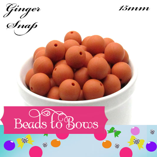 15mm Ginger Snap Silicone Beads - Food Grade Round Beads for Keychains Beadable pens