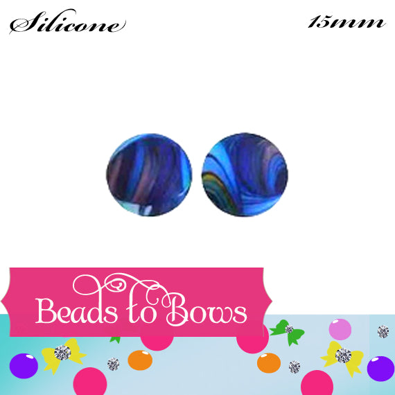 15mm Blue & Yellow Swirl Silicone Beads | Printed Food Grade Beads for Wristlets, Pens & Keychains