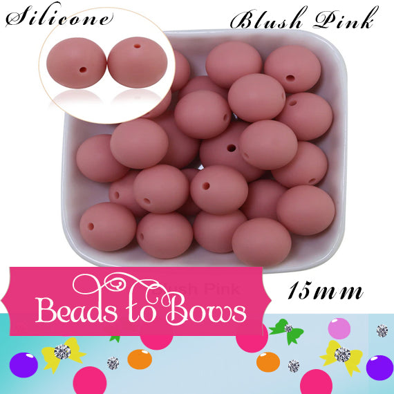 15mm Blush Silicone Beads - Food Grade Round Beads for Keychains & Jewelry
