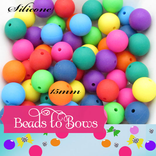 15mm Vibrant Colored  Silicone Bead Mix - Food Grade Round Beads for Keychains & Jewelry