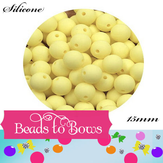 Silicone solids 15mm Cream Yellow Silicone Bead, Teething Silicone Beads, BeadedbPen Beads (Copy)