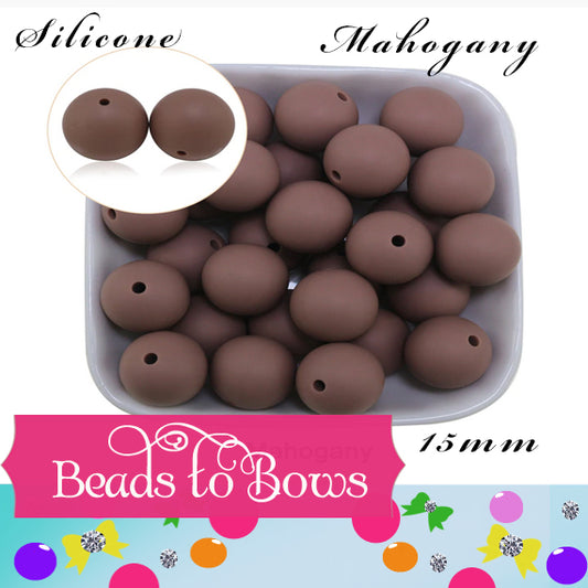 15mm Mahogany Silicone Beads - Food Grade Round Beads for Keychains & Jewelry