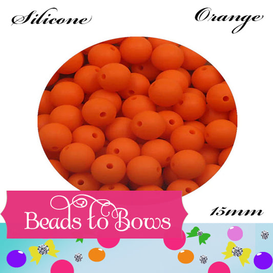 15mm Orange Silicone Beads - Food Grade Round Beads for Keychains & Jewelry