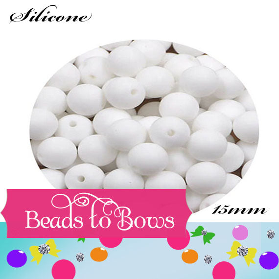 15mm White Silicone Beads - Food Grade Round Beads for Keychains & Jewelry