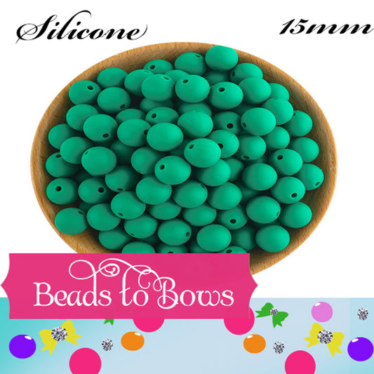15mm Green Silicone Beads - Food Grade Round Beads for Keychains & Jewelry