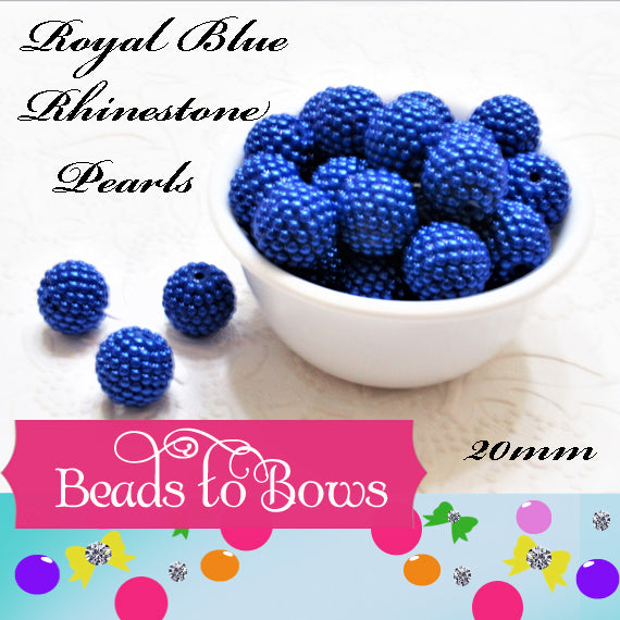 Rhinestone pearls 20mm Royal blue Pearl, Rhinestone beads, Bubblegum Pearls