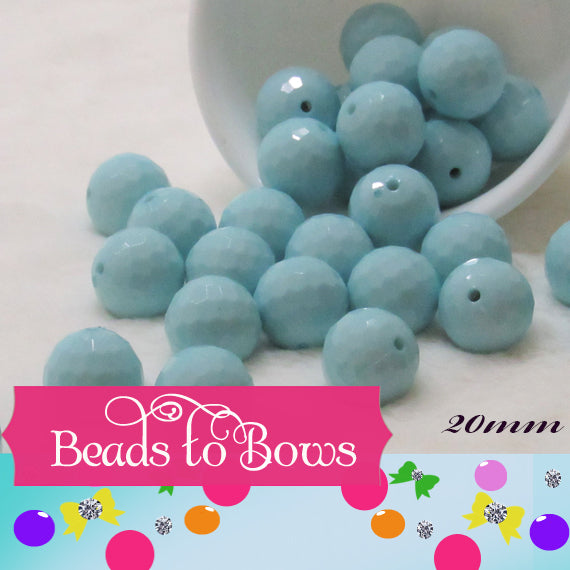 Faceted 20mm Light Blue Disco Bubblegum Beads