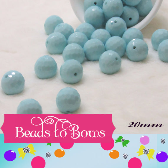 Faceted 20mm Light Blue Disco Bubblegum Beads
