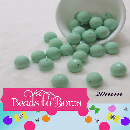 Faceted 20mm Light Green Disco Bubblegum Beads