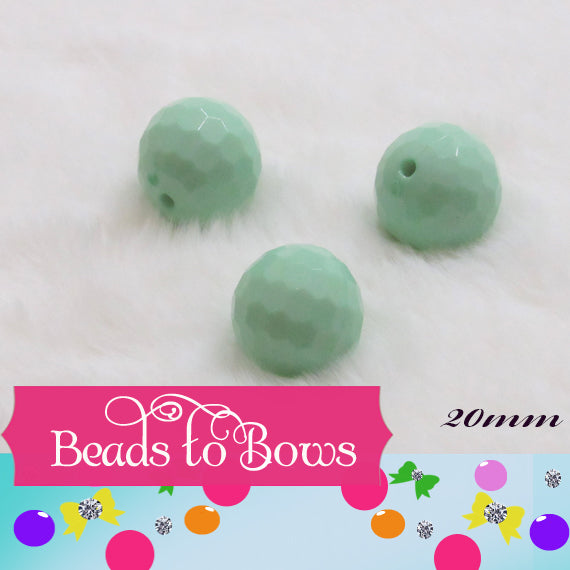 Faceted 20mm Light Green Disco Bubblegum Beads
