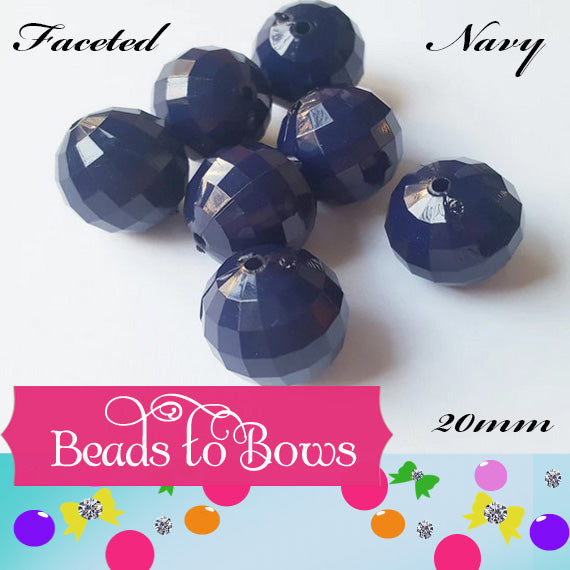 Faceted 20mm Navy Disco Bubblegum Beads