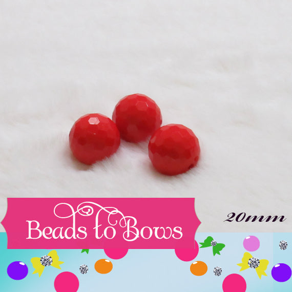 Faceted 20mm Red Disco Bubblegum Beads